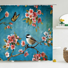 Charger l'image dans la galerie, Style chinois fleur oiseau rideaux de douche étanche salle de bain rideau 3d imprimé tissu avec crochets décoration rideau de douche, Whatarter