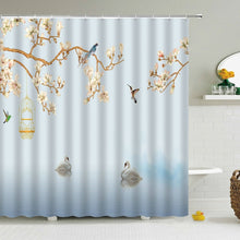 Charger l'image dans la galerie, Style chinois fleur oiseau rideaux de douche étanche salle de bain rideau 3d imprimé tissu avec crochets décoration rideau de douche, Whatarter
