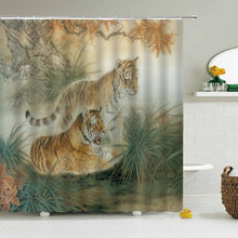 Charger l'image dans la galerie, Style chinois fleur oiseau rideaux de douche étanche salle de bain rideau 3d imprimé tissu avec crochets décoration rideau de douche, Whatarter