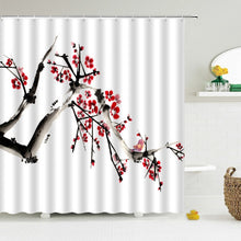 Charger l'image dans la galerie, Style chinois fleur oiseau rideaux de douche étanche salle de bain rideau 3d imprimé tissu avec crochets décoration rideau de douche, Whatarter