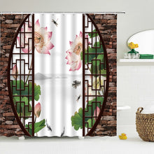 Charger l'image dans la galerie, Style chinois fleur oiseau rideaux de douche étanche salle de bain rideau 3d imprimé tissu avec crochets décoration rideau de douche, Whatarter