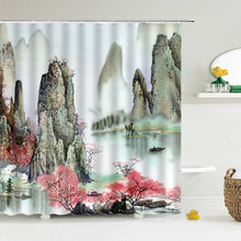 Charger l'image dans la galerie, Style chinois fleur oiseau rideaux de douche étanche salle de bain rideau 3d imprimé tissu avec crochets décoration rideau de douche, Whatarter