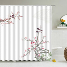 Charger l'image dans la galerie, Style chinois fleur oiseau rideaux de douche étanche salle de bain rideau 3d imprimé tissu avec crochets décoration rideau de douche, Whatarter