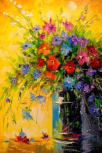 Laden Sie das Bild in den Galerie-Viewer, Abstraktes Aquarell Blau Orange Blume Ölgemälde auf Leinwand Poster und Druckbild Wandkunst Cuadros Home Room Decoration