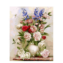 Laden Sie das Bild in den Galerie-Viewer, 60 x 75 cm Ölgemälde nach Zahlen Blumen und Frauen DIY Malen nach Zahlen auf Leinwand Wohnkultur rahmenlose digitale Malerei