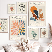 Carica l'immagine nel visualizzatore della Galleria, Abstract Matisse Line Face Coral Leaves Wall Art Canvas Painting Nordic Poster e stampe Immagini a parete per la decorazione del soggiorno