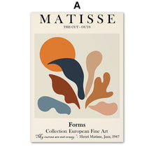 Carica l'immagine nel visualizzatore della Galleria, Abstract Matisse Line Face Coral Leaves Wall Art Canvas Painting Nordic Poster e stampe Immagini a parete per la decorazione del soggiorno