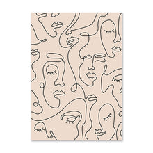 Load image into Gallery viewer, Abstract Single Line Face Art Leaves Painting Girl Body Back Minimalist Wall Art Canvas Poster Print Nordic Picture Home Decor