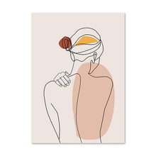 Load image into Gallery viewer, Abstract Single Line Face Art Leaves Painting Girl Body Back Minimalist Wall Art Canvas Poster Print Nordic Picture Home Decor