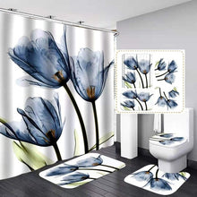 Load image into Gallery viewer, Tulip Lotus Flowers Trees Shower Curtain floral Sets Non-Slip Rugs Toilet Lid Cover and Bath Mat Waterproof Bathroom Curtains, Whatarter