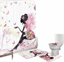 Load image into Gallery viewer, Tulip Lotus Flowers Trees Shower Curtain floral Sets Non-Slip Rugs Toilet Lid Cover and Bath Mat Waterproof Bathroom Curtains, Whatarter