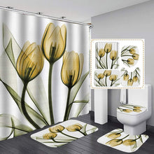 Load image into Gallery viewer, Tulip Lotus Flowers Trees Shower Curtain floral Sets Non-Slip Rugs Toilet Lid Cover and Bath Mat Waterproof Bathroom Curtains, Whatarter