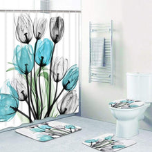Load image into Gallery viewer, Tulip Lotus Flowers Trees Shower Curtain floral Sets Non-Slip Rugs Toilet Lid Cover and Bath Mat Waterproof Bathroom Curtains, Whatarter