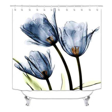Load image into Gallery viewer, Tulip Lotus Flowers Trees Shower Curtain floral Sets Non-Slip Rugs Toilet Lid Cover and Bath Mat Waterproof Bathroom Curtains, Whatarter