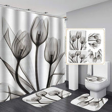 Load image into Gallery viewer, Tulip Lotus Flowers Trees Shower Curtain floral Sets Non-Slip Rugs Toilet Lid Cover and Bath Mat Waterproof Bathroom Curtains, Whatarter
