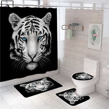 Charger l'image dans la galerie, Tigre léopard animaux impression rideau de douche rideaux en Polyester dans la salle de bain tapis de bain ensemble tapis tapis de toilette Cool décor à la maison