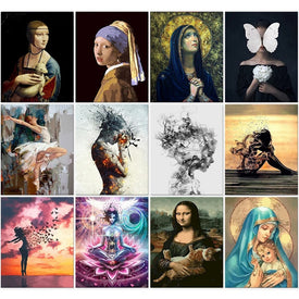 GATYZTORY DIY Painting By Numbers Pearl Earring Girl Paint By Numbers For Adults Milkmaid Picture Frames 40x50cm Wall Decor Art