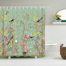 Charger l'image dans la galerie, Style chinois fleur oiseau rideaux de douche étanche salle de bain rideau 3d imprimé tissu avec crochets décoration rideau de douche, Whatarter