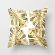Laden Sie das Bild in den Galerie-Viewer, New Gold Tropical Leaves Kissenbezüge Palm Monstera Agave Print Moderne nordische dekorative Kissen Fall Sofa Couch Dekokissen