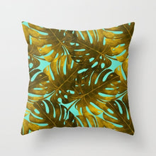 Laden Sie das Bild in den Galerie-Viewer, New Gold Tropical Leaves Kissenbezüge Palm Monstera Agave Print Moderne nordische dekorative Kissen Fall Sofa Couch Dekokissen