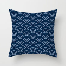 Laden Sie das Bild in den Galerie-Viewer, Blau-weißer Porzellandruck-Kissenbezug, böhmischer Stil, Mandala-Geometrie-Kissenbezug, moderne Mode, Sofa, Stühle, Dekokissen