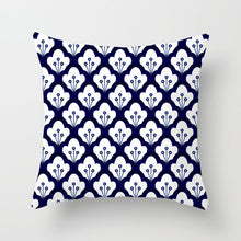 Laden Sie das Bild in den Galerie-Viewer, Blau-weißer Porzellandruck-Kissenbezug, böhmischer Stil, Mandala-Geometrie-Kissenbezug, moderne Mode, Sofa, Stühle, Dekokissen
