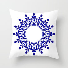 Laden Sie das Bild in den Galerie-Viewer, Blau-weißer Porzellandruck-Kissenbezug, böhmischer Stil, Mandala-Geometrie-Kissenbezug, moderne Mode, Sofa, Stühle, Dekokissen
