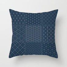 Laden Sie das Bild in den Galerie-Viewer, Blau-weißer Porzellandruck-Kissenbezug, böhmischer Stil, Mandala-Geometrie-Kissenbezug, moderne Mode, Sofa, Stühle, Dekokissen