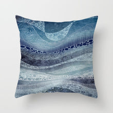 Laden Sie das Bild in den Galerie-Viewer, Blau-weißer Porzellandruck-Kissenbezug, böhmischer Stil, Mandala-Geometrie-Kissenbezug, moderne Mode, Sofa, Stühle, Dekokissen