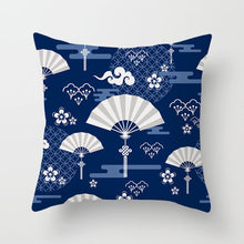 Laden Sie das Bild in den Galerie-Viewer, Blau-weißer Porzellandruck-Kissenbezug, böhmischer Stil, Mandala-Geometrie-Kissenbezug, moderne Mode, Sofa, Stühle, Dekokissen