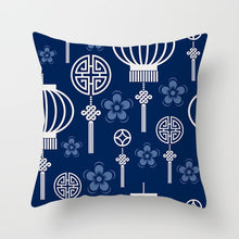 Laden Sie das Bild in den Galerie-Viewer, Blau-weißer Porzellandruck-Kissenbezug, böhmischer Stil, Mandala-Geometrie-Kissenbezug, moderne Mode, Sofa, Stühle, Dekokissen