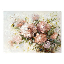 Laden Sie das Bild in den Galerie-Viewer, Abstraktes Gemälde auf Leinwand, handgemalt, Palettenmesser, Blumen, Ölgemälde, modernes Dekorstück, ungerahmt, Blumenbilder, Wandkunst