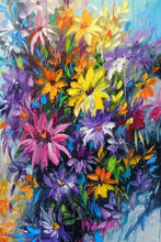 Laden Sie das Bild in den Galerie-Viewer, Abstraktes Aquarell Blau Orange Blume Ölgemälde auf Leinwand Poster und Druckbild Wandkunst Cuadros Home Room Decoration