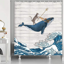 Charger l'image dans la galerie, Drôle chat rideau de bain imperméable rideaux de douche Polyester dessin animé bain écran imprimé rideau pour salle de bain décor à la maison