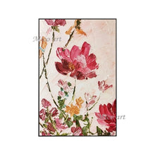 Laden Sie das Bild in den Galerie-Viewer, Abstraktes Gemälde auf Leinwand, handgemalt, Palettenmesser, Blumen, Ölgemälde, modernes Dekorstück, ungerahmt, Blumenbilder, Wandkunst