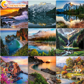 Painting By Numbers On Canvas With Frame Diy Kit For Adults Scenery Drawing Acrylic Paint Oil Picture Of Coloring By Numbers Art