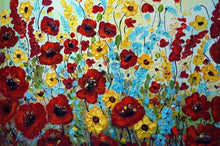 Laden Sie das Bild in den Galerie-Viewer, Abstraktes Aquarell Blau Orange Blume Ölgemälde auf Leinwand Poster und Druckbild Wandkunst Cuadros Home Room Decoration