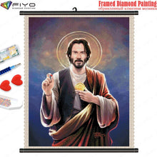 Laden Sie das Bild in den Galerie-Viewer, 5D DIY Diamantmalerei Lustige Jesus Mosaik Handarbeiten Volldiamantstickerei Mit Rahmen Kreuzstich Set Kunstwanddekorativ