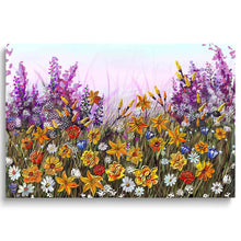 Load image into Gallery viewer, Yellow Purple  Flowers Wall Art Canvas Colorful Floral Print