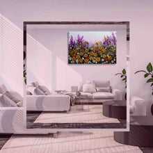 Load image into Gallery viewer, Yellow Purple  Flowers Wall Art Canvas Colorful Floral Print