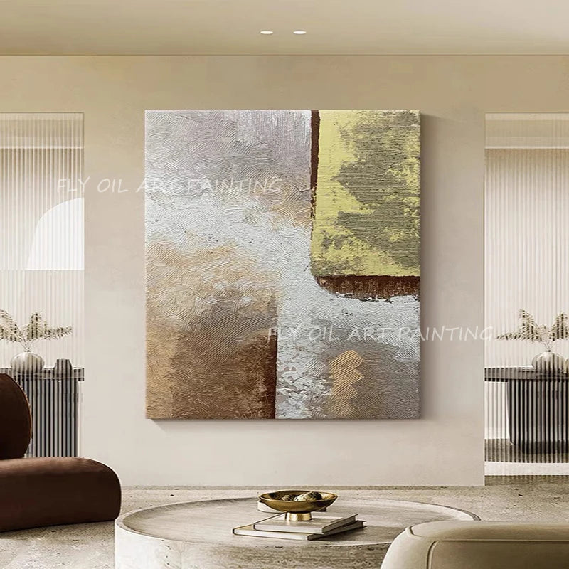 100% de lámina dorada de alta calidad, pintura al óleo hecha a mano sobre lienzo, textura Arte de la pared Decoración, imagen colgante para sala de estar