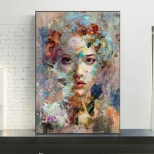 Laden Sie das Bild in den Galerie-Viewer, Abstraktes afrikanisches maskiertes Mädchen, Wandkunst, Leinwand, Poster, Graffiti-Poster und Drucke, Frauenporträt, Straßenkunst, Bilder, Heimdekoration