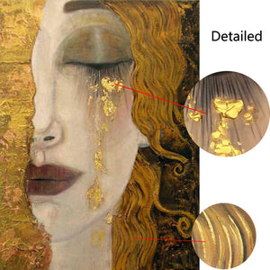 Portrait Woman In Gold Canvas Art Gustav Klimt Famous Oil Painting Handmade Golden Tears Modern Artwork For Bedroom Wall Decor