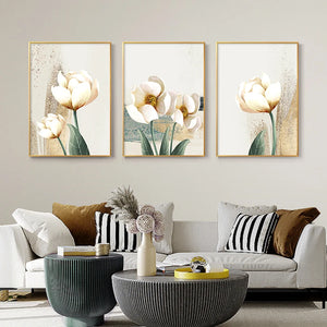 Moderne Pflanze Blätter Blume Leinwand Malerei Goldene Luxus Abstrakte Wand Kunst Poster Und Drucke Wand Bilder Für Wohnzimmer Dekor