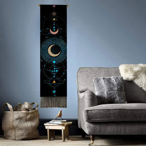 Tapiz de código de Tarot de sol y luna, tapiz colgante de pared de astrología, fase de adivinación, hogar, dormitorio, oficina, arte abstracto, decoración de Vía Láctea