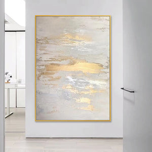 Abstract Hand Painted Oil Painting With Gold Foil On Canvas Wall Art Mural Living Room Hotel Office Interior Decoration Painting