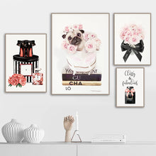 Cargar imagen en el visor de la galería, Libro de moda, flor de Perfume de gato con logotipo, cuadro sobre lienzo para pared, carteles nórdicos e impresiones, imágenes de pared para decoración para sala de estar