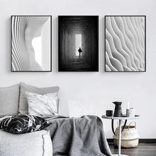 Load image into Gallery viewer, Nordic Black White space art wall art Canvas posters Painting Prints Abstract building Pictures for Living Room Morden  Decor