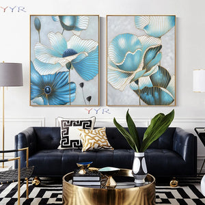 Wedding decoration pure Hand-painted High Quality Abstract beautiful line flowers Canvas Oil Painting for living room unframed