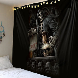 Terrorskull tapestry ist skeleton judge thug evil ghost printing tapestry soft and easy to care wall decoration hanging cloth